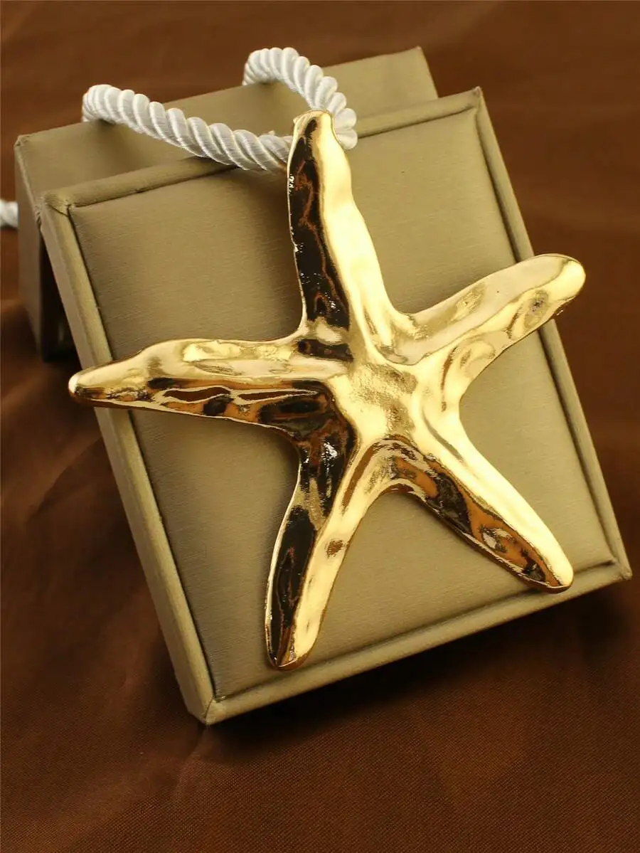 

Beach Style Exaggerated Starfish Pendant Chunky Rope Necklace For Vacation