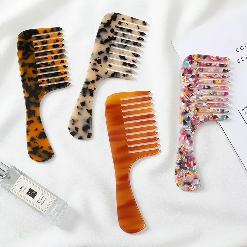 Acetic Acid Board Comb Girl Wide Tooth Marbling Hair Comb Acetate Plate Comb Fashion Leopard Anti Static Hair Hair Brush