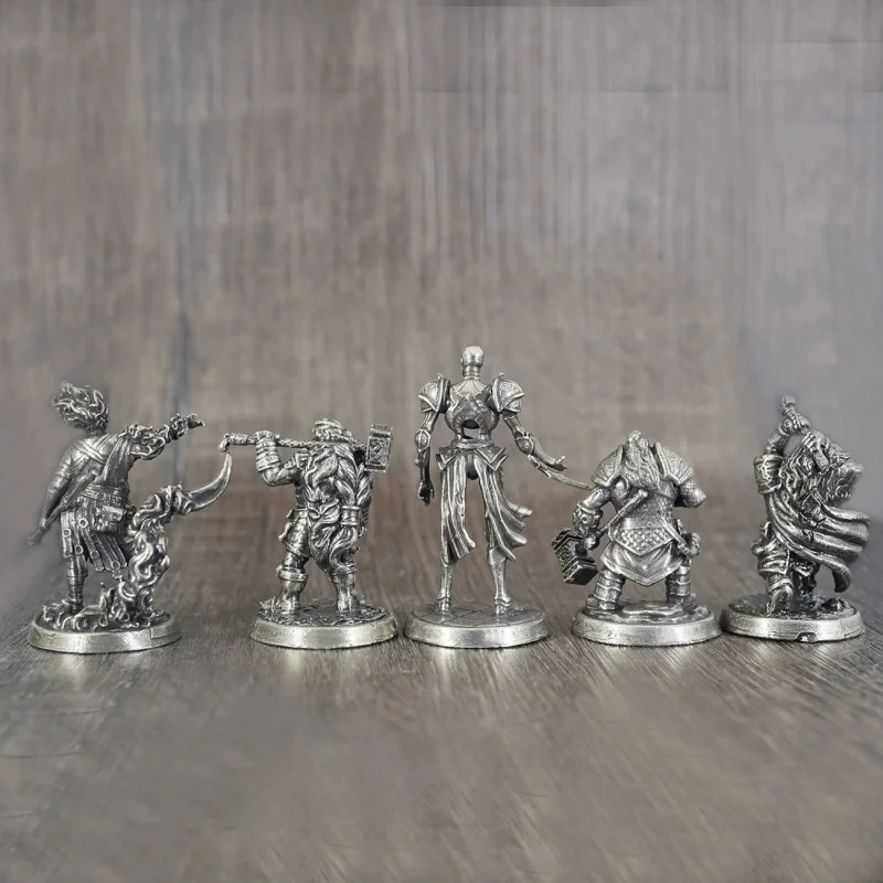 White Copper Mini Soldier Figures War Chess Model Tabletop Game Pieces Vintage Army Legion Desktop Decor Ornament
