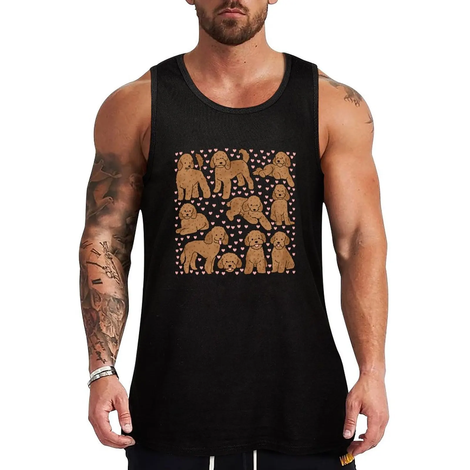 Toy poodle dog pattern Tank Top Sleeveless Sports Tank Top Gym Training Moisture Wicking