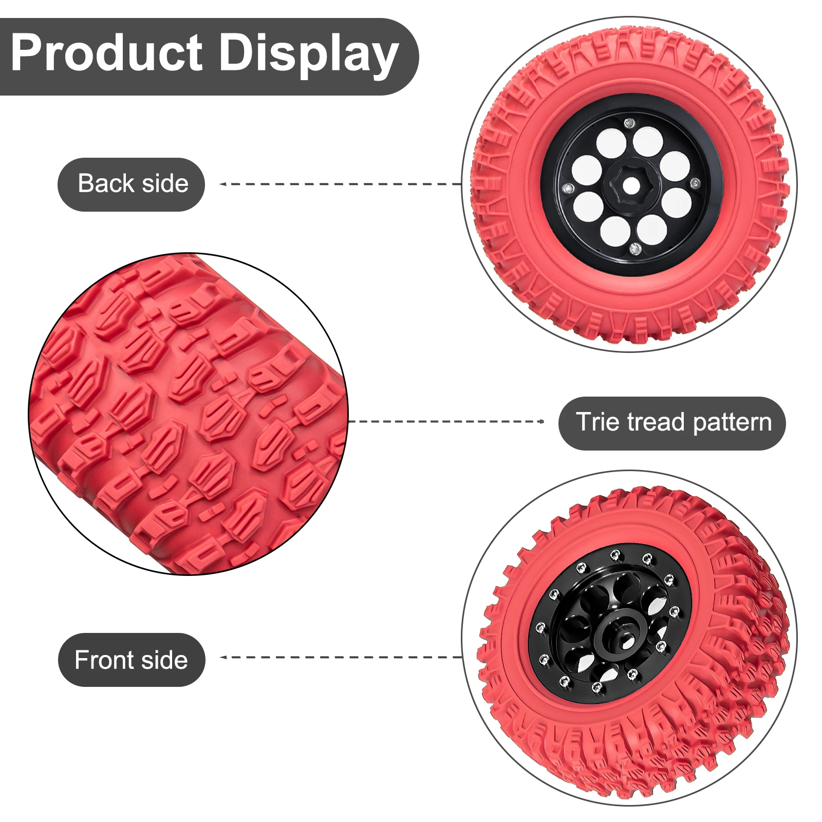 OKHL 1.45인치 휠 림과 1.3인치 타이어 RC 크롤러 1/18 1/24 RC 크롤러 카용 TRX4M SCX24 AX24 FCX24 업그레이드 키트