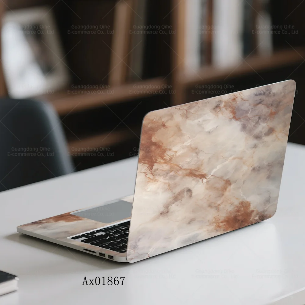 2 Pcs Sleek Marble Patterns Stone Texture Theme Laptop Sticker Art Self-Adhesive Skin for MacBook Laptops Waterproof Skin Decor