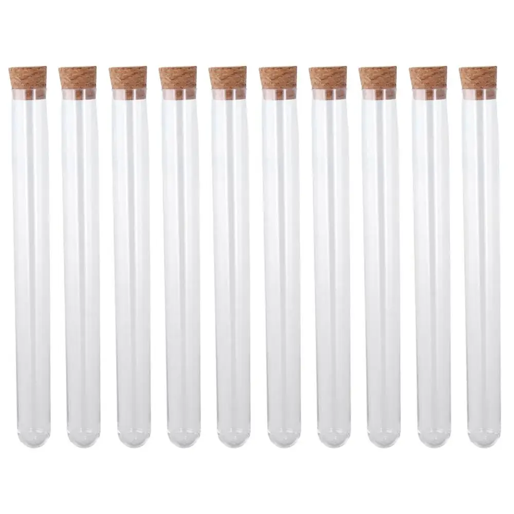 Sample Display Decorations with Cork Stoppers Plastic Test Tubes Round Base Storage for Scientific Experiments Container