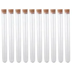 Sample Display Decorations with Cork Stoppers Plastic Test Tubes Round Base Storage for Scientific Experiments Container