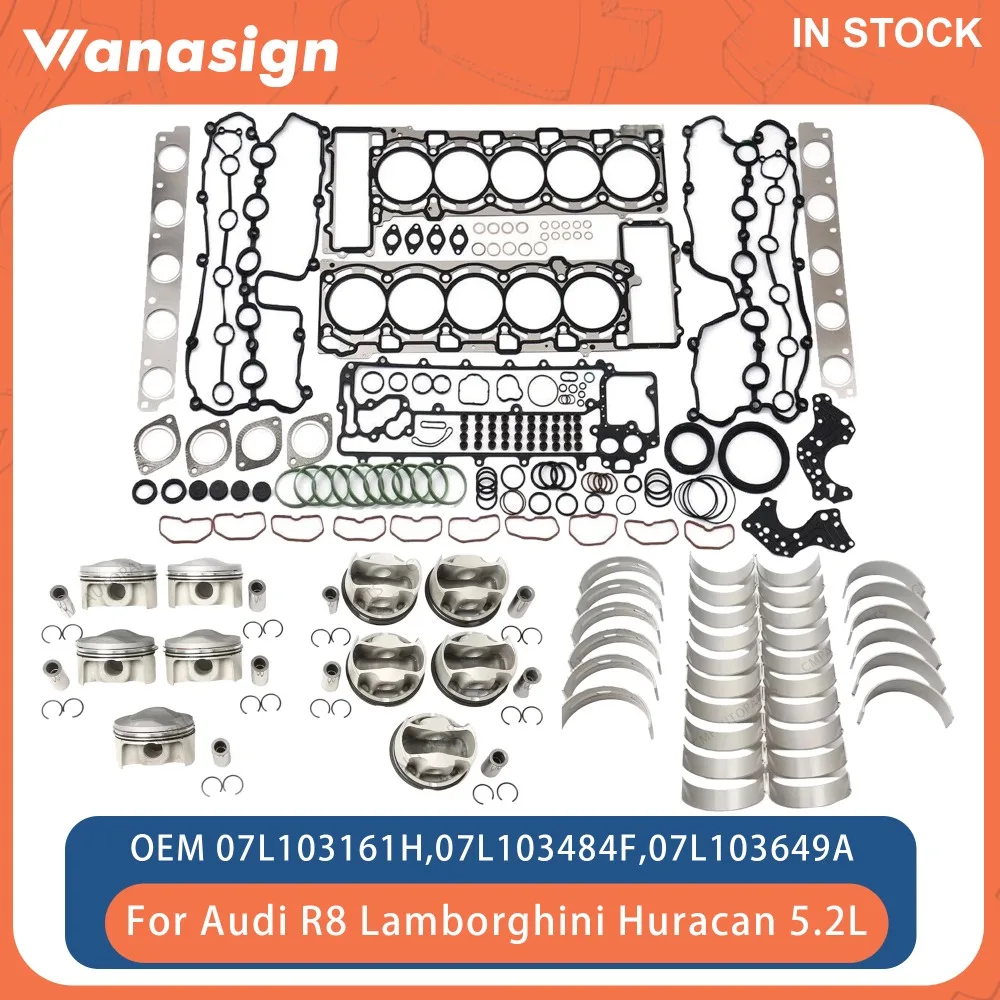 

Engine Rebuild Overhaul Piston Bearing Kit Fit 5.2 L For Audi R8 Lamborghini Huracan Gallardo 5.2L BUJ CTY CSP DKA DMW V10 GAS