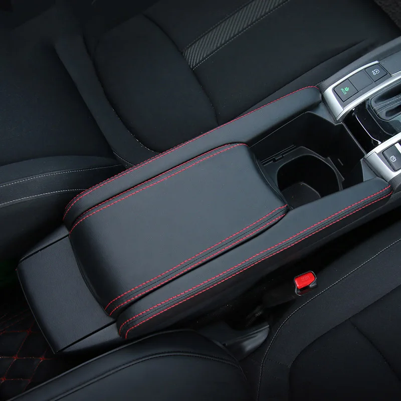 Leather Car Center Console Armrest Box Cover Protector Case Pad For Honda Civic X 10th FC 2016 2017 2018 2019 2020 Accessories view 3