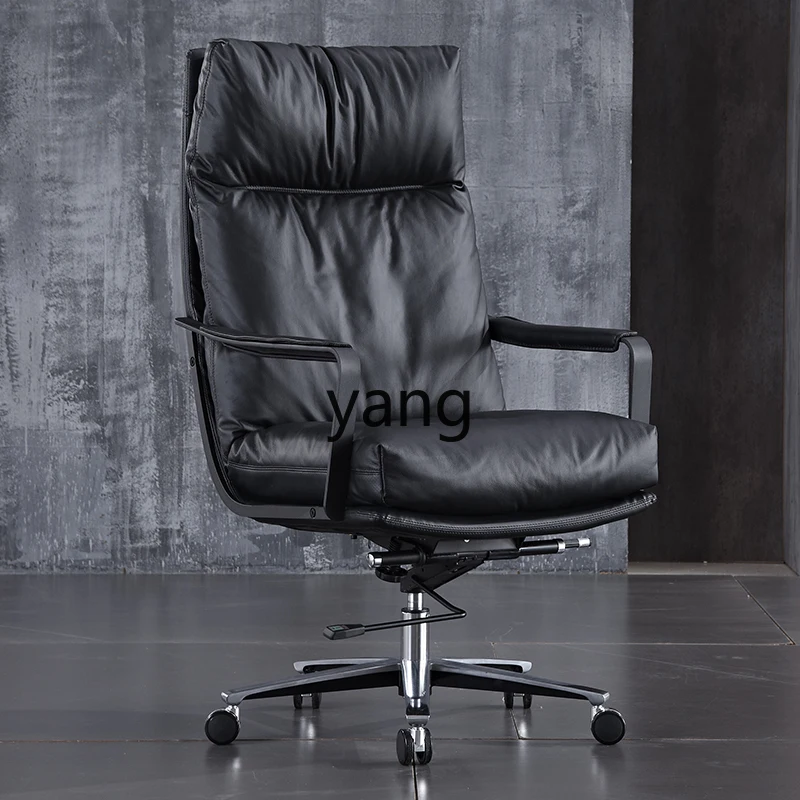 Yjq Leather Casual Home Comfortable Long-Sitting Cowhide Office Study Elite Lawyer Chair