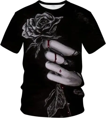 

Printed 3D Rose Plant T-Shirt Summer Round Neck Short Sleeve T-Shirts