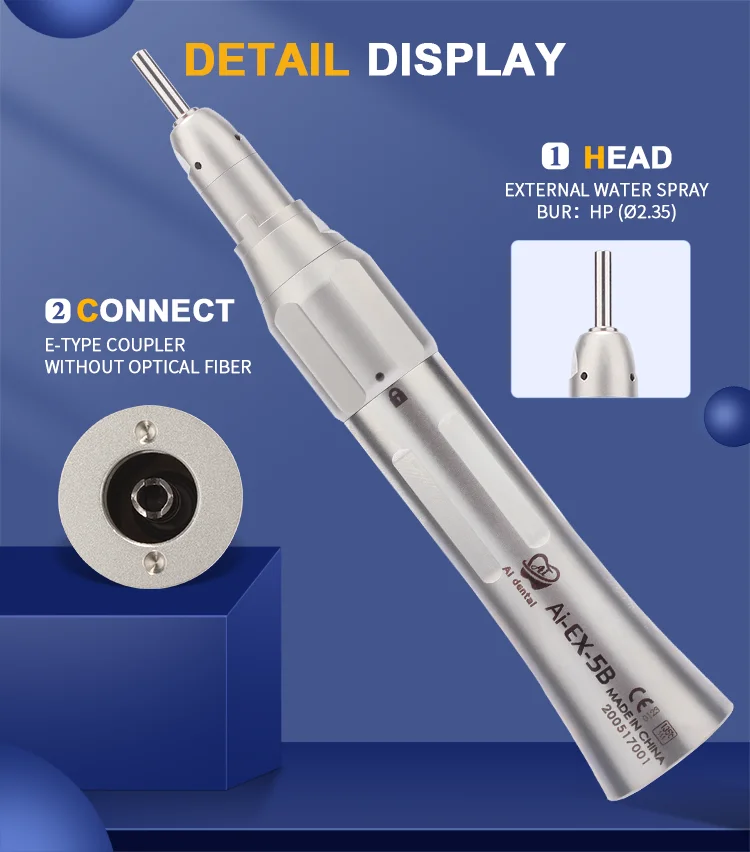 AI-EX-5B 4:1 Reduction Straight Dental Electric Handpiece For HP Burs (ø2.35) Max Speed: 10,000 Min-1 Spanish Dentist Popular