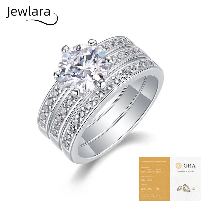 JEWLARA Stacked Ring Children Will Not Fade Light Luxury and High-end Sense Versatile S925 Silver Moissanite Rings Jewelry Gifts