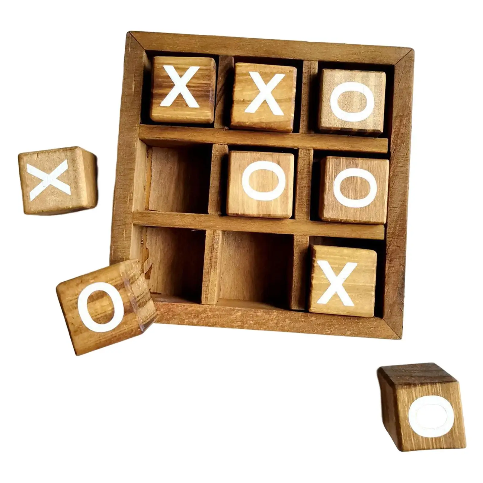 Wooden Tic TAC Toe Strategy Board Games,Party Favor Fun Indoor Brain Teaser for Living Room Kids Adults Decor