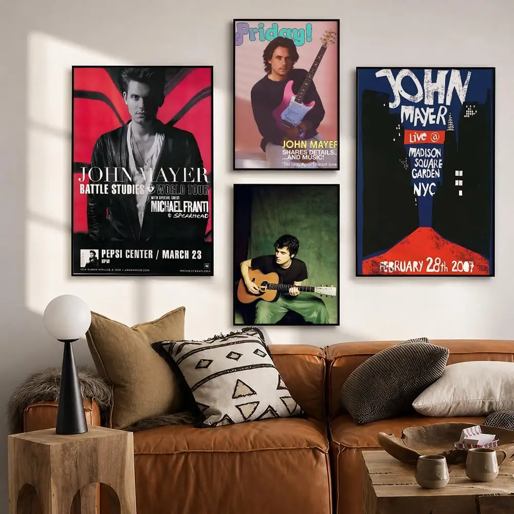 John Mayer Pop Rock Poster HD poster wall art self-stick no-residue for home cafe office great gift