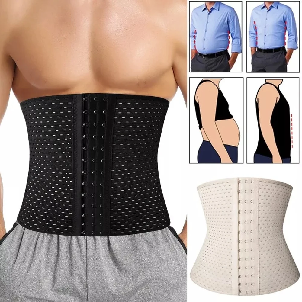 Herren-Taillentrainer-Korsett für den täglichen Gebrauch, Body Shaper mit Stahlstäben und Bauchkontrolle und verstellbaren Haken
