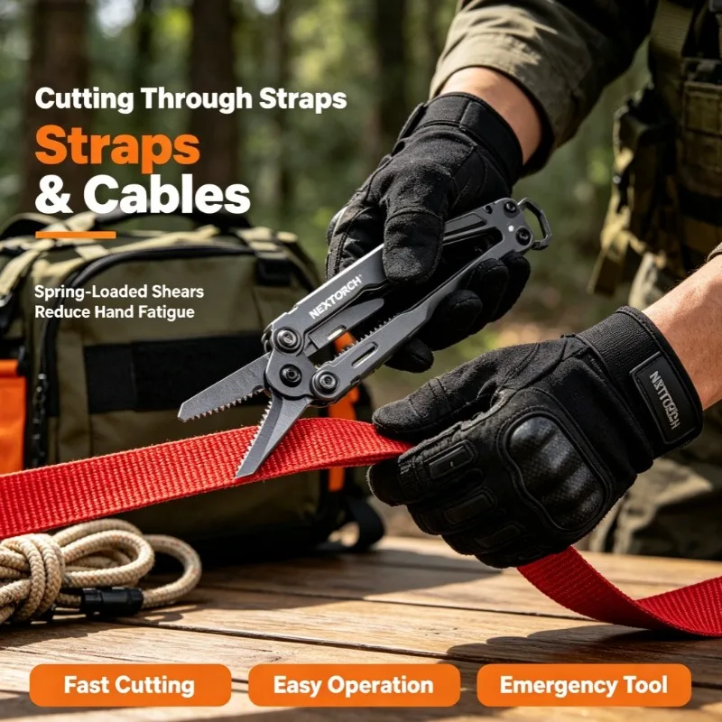 NEXTORCH Pioneer 14-in-1 Multitool, Folding Pliers & Rescue Shears, Outdoor Camping EDC Survival Gear, Portable Multi Function H