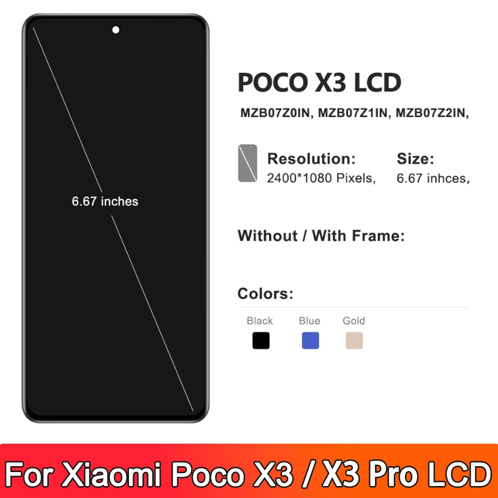 for Xiaomi Poco X3 Pro LCD Display Screen With Frame 6.67