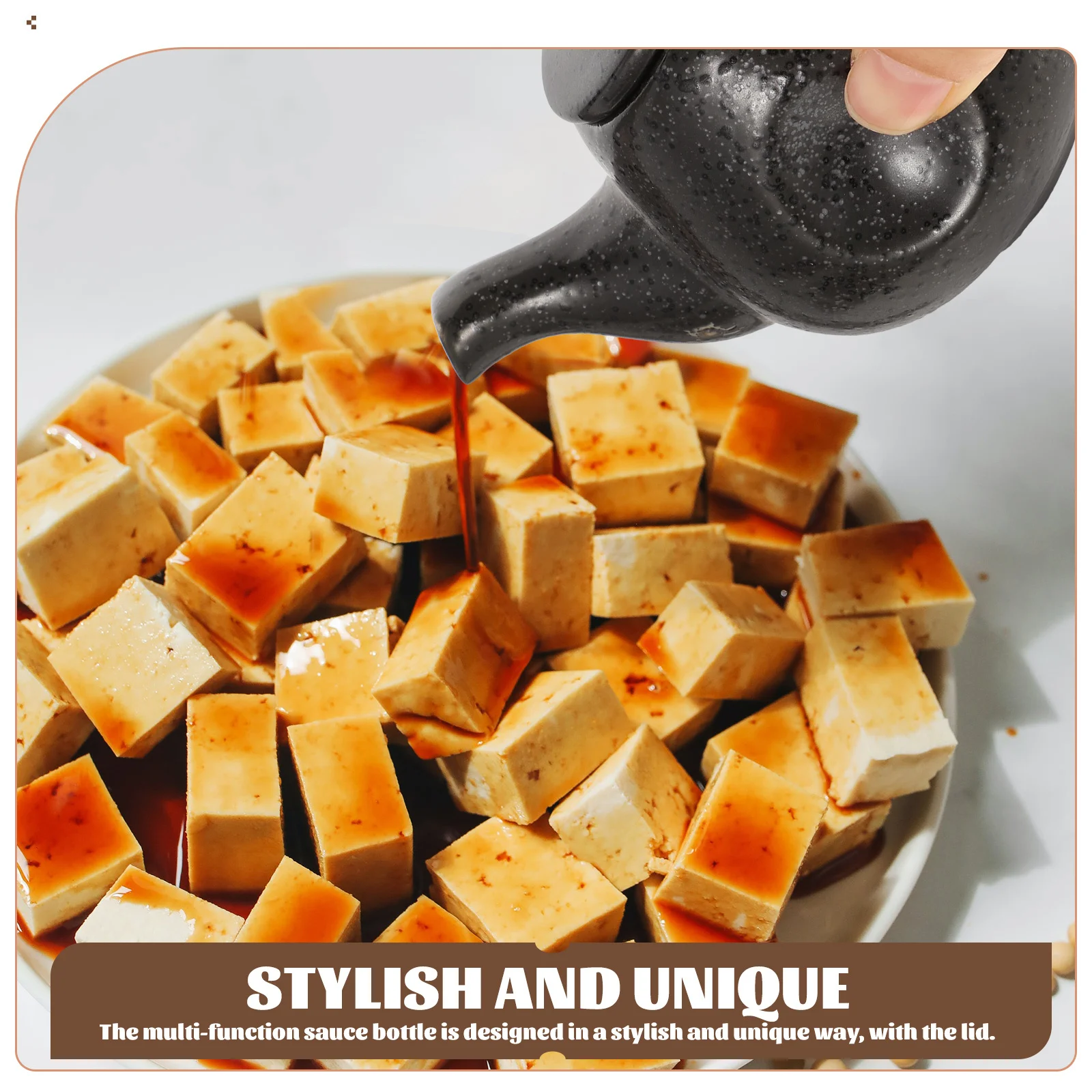 

Ceramic Sauce Bottle Multi-Function Dispenser Smooth Bottom Stylish Lid Design Keeps Spice Fresh Reuse Cooking Oil