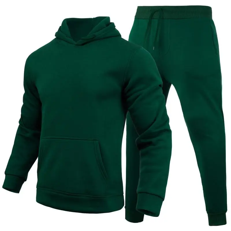 2024 neues Herbst/Winter Herren und Damen lässig leer einfarbig Set mit Fleece locker sitzenden Hoodie und Hose zweiteilig Set