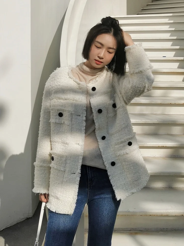 

Sine Early Spring New Sle Japanese Design Sensation Fringe Little Fraance Wind Coat Women's Woolen Jaet Open Front