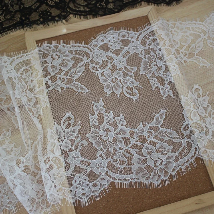6m=2Pcs.Exquisite Eyelashes Trim,Lace Clothing, Wedding Dress, Splicing Materials,DIY Clothing, Skirt Edge,Accessories