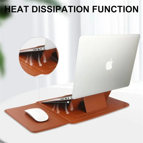 Imagen 2 del producto Funda de cuero portátil para ordenador portátil, funda para Macbook Air 12 13 14 15 16 pulgadas M5 M4 M3 M2 Chip Mac Book Pro, funda con soporte ajustable