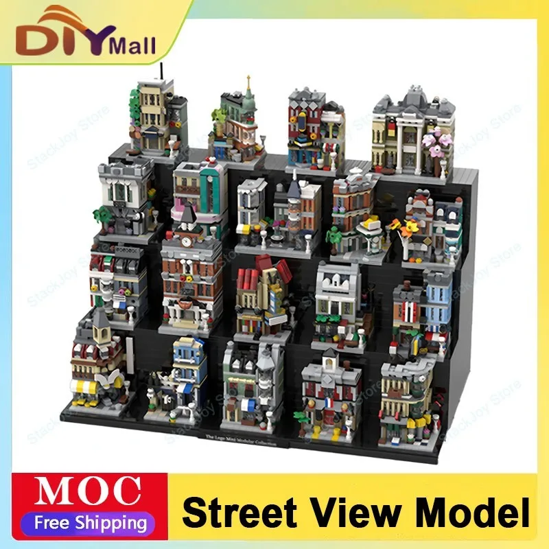 

Модель Moc Street View, строительные кирпичи, полный набор из 20 строительных технологий, модульные блоки, подарок, рождественская игрушка, набор «сделай сам», сборка