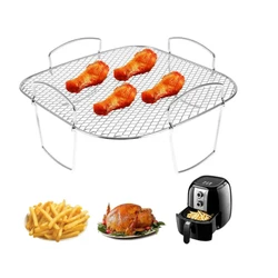 Air Fryer Rack Grilling Rack Stainless Steel Stackable Multi-Purpose Cooking Rack Toast Rack Basket Tray Air Fryer Accessories