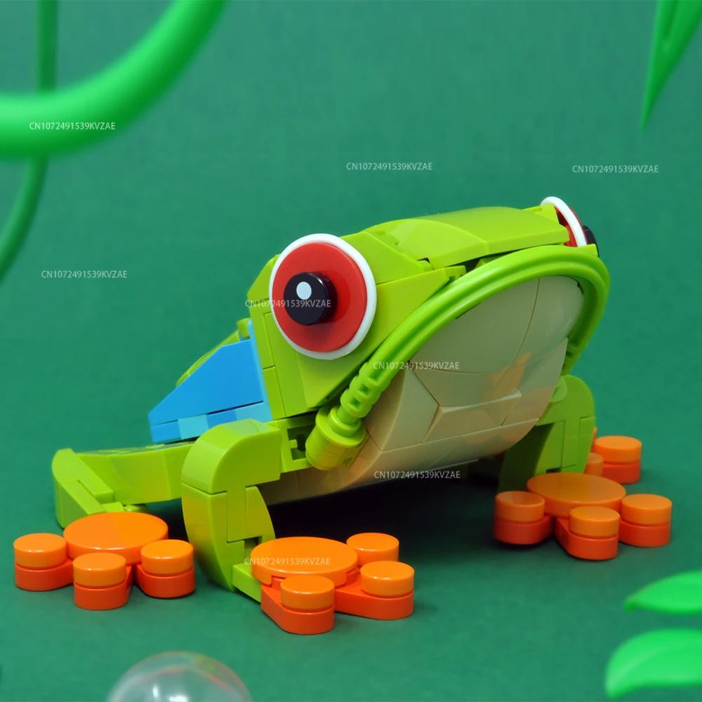 

MOC-240037 Дерево-лягушка, экшн-фигурка, 209 шт., строительные блоки, серия животных, креативная зеленая лягушка, кирпичи, игрушка, подарок на Рождество, день рождения