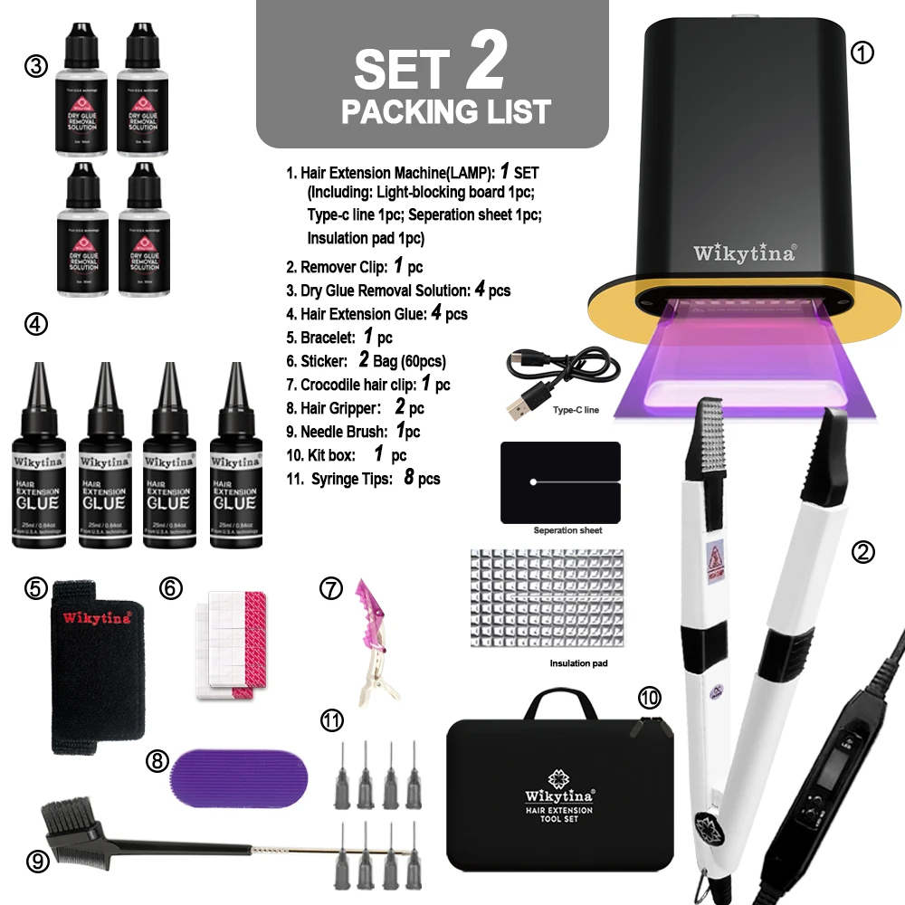 

UV V Light Hair Extension tools Kit Complete Set with V-light UV Glue and Remover Machine - Salon Styling Tools Best Seller