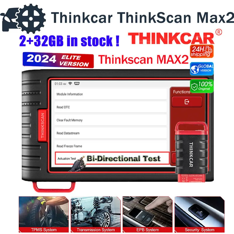 Original THINKCAR ThinkScan Max 2 Thinktool Max2 Full system CANFD For GM AF DPF IMMO 28 Reset OBD2 Scanner Lifetime Free Update