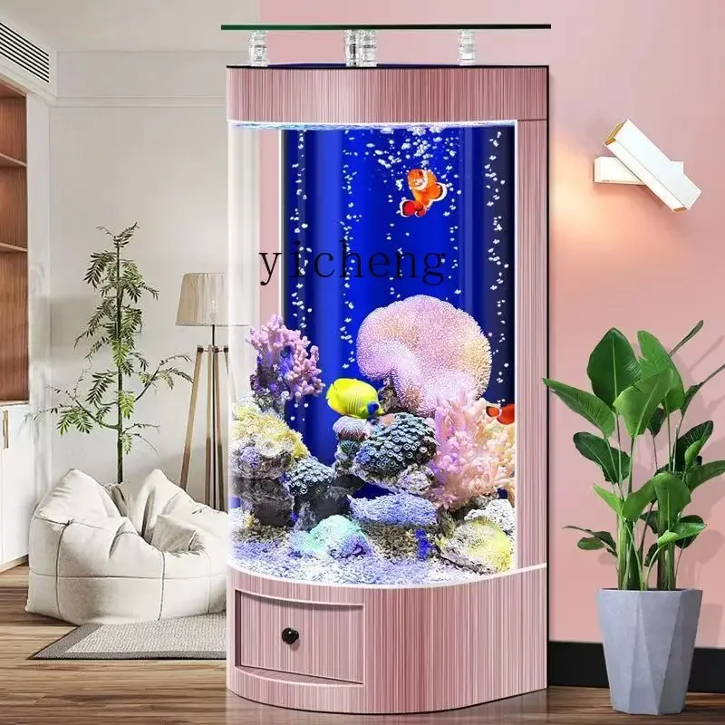 

XL Semicircle Fish Tank Living Room Home Back Filter Lazy Change Water Ecological Aquarium