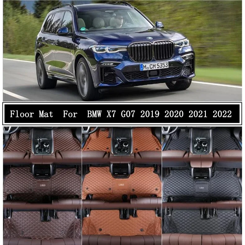 

High Quality Leather Floor Mat For BMW X7 G07 2019 2020 2021 2022 Foot Carpets Step Mats 6 / 7 Seat