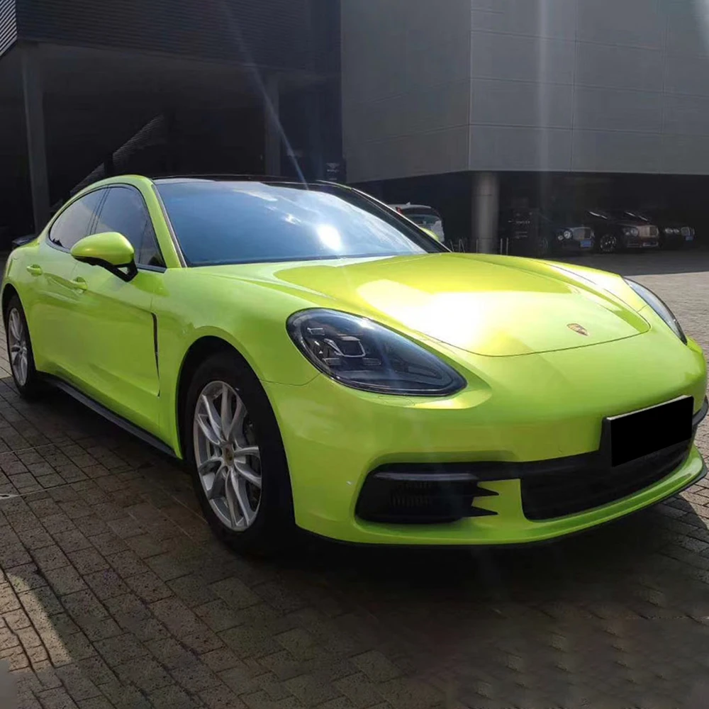 

SUPPER GLOSS DIAMOND LIME GOLD Vehicle Wrap Vinyl Chameleon Green Color Changing Car Wrapping Film Quality 5ft X 59ft Roll Foil