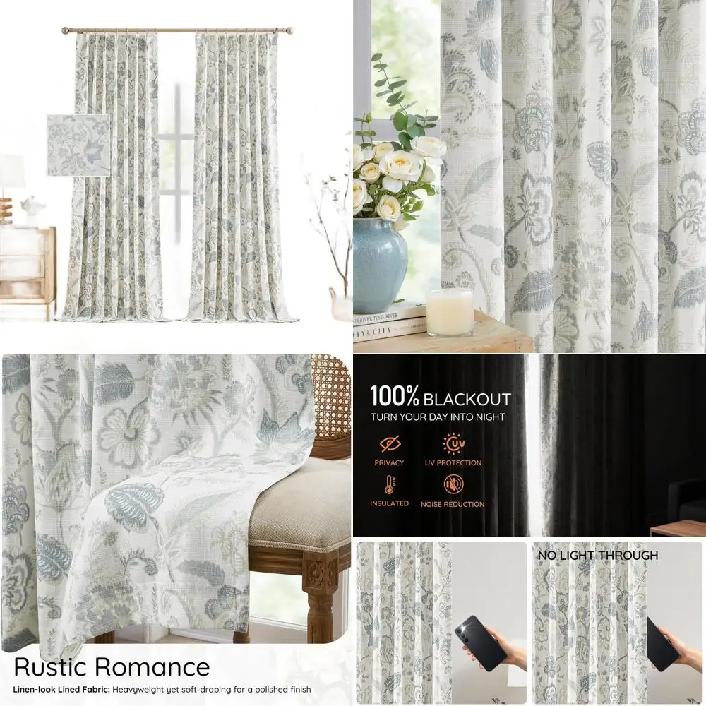 

Затемняющие шторы с принтом в стиле бохо, 40x90, 2 панели, винтажный фермерский стиль, сине-серый цвет