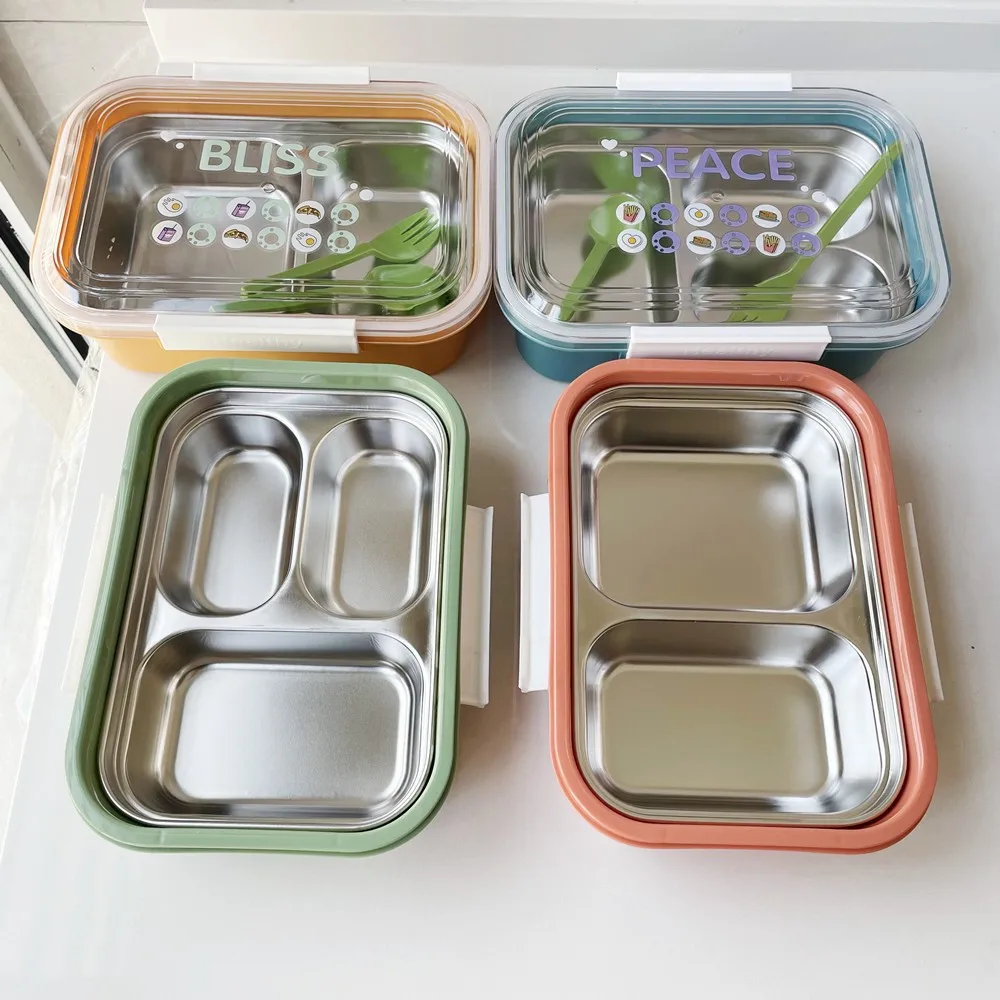 

Симпатичный ланч-бокс из нержавеющей стали, перегородка, коробка для бенто, изолированная большая емкость для офисных работников и студентов Fre Sle