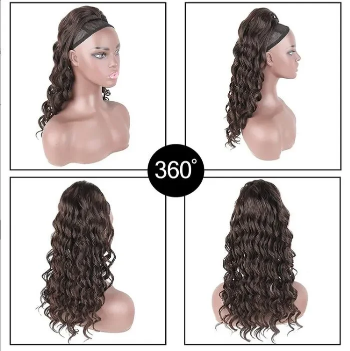 5 Color 20"New long Curly Dstring Ponytail Wig Curly Clip Hair Extension