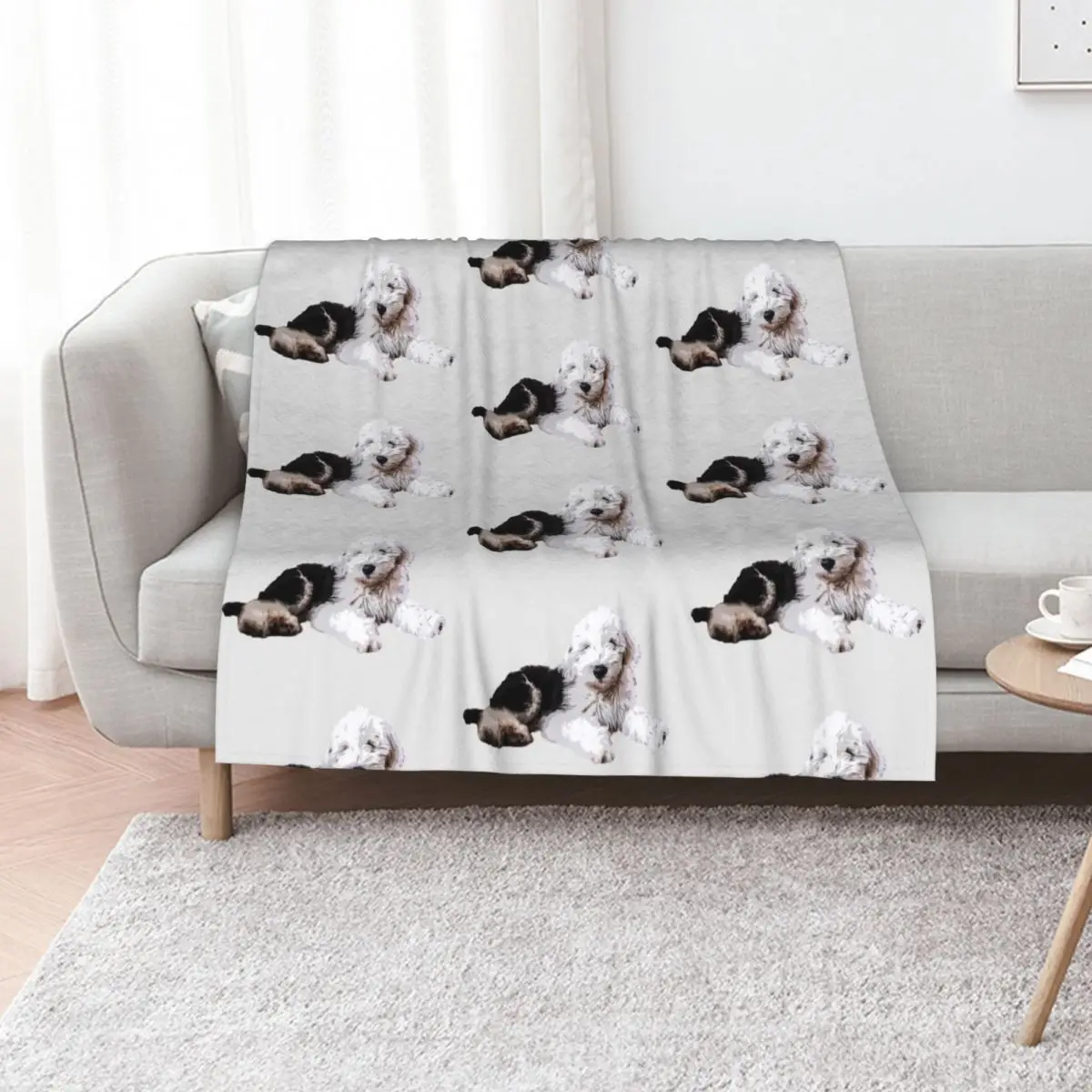 Old English Sheepdog Puppy Dog Throw Blanket Decorative Sofa Flannels Polar Weighted Loose Luxury Throw Blankets