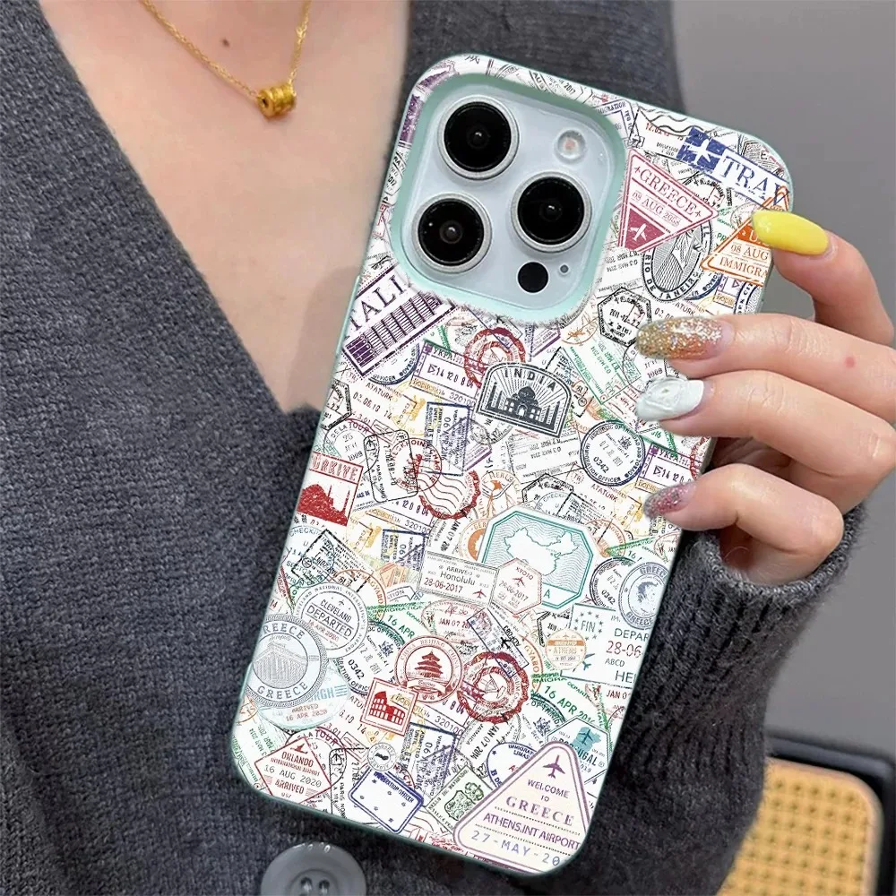 Travel Stamp Shockproof Case For Samsung A05S A06 A07 A15 A16 A17 A34 A35 A53 A54 A55 S23 S24 FE S25 S26 Ultra A26 A36 A56 Case