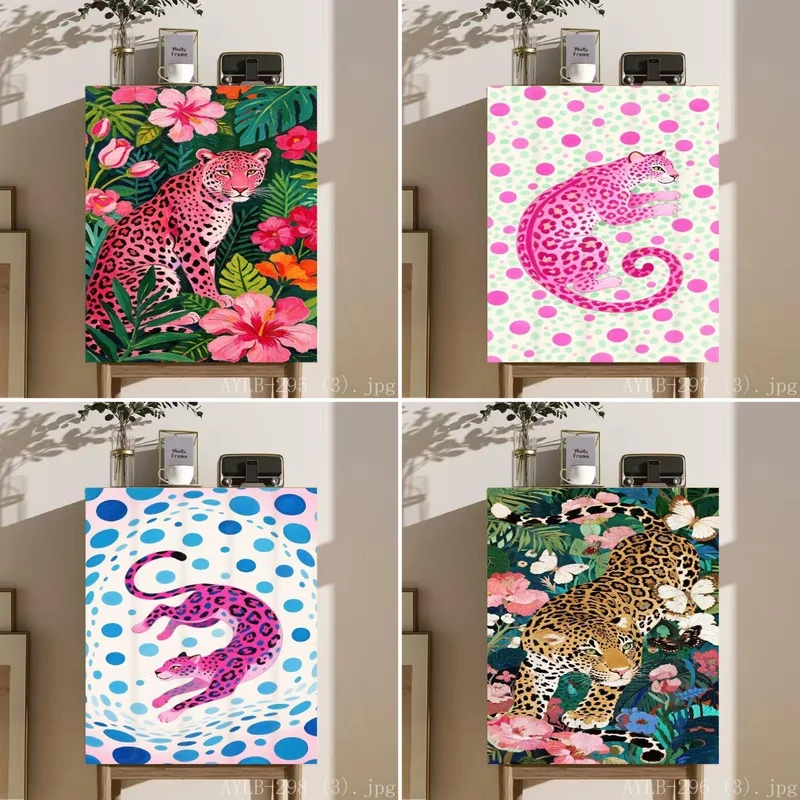 VIKAMA Tropical Jungle Pink Leopard Floral Short Curtain Dustproof Cabinet Cover Shoe Cabinet Kitchen Shelf Home Decor Curtain