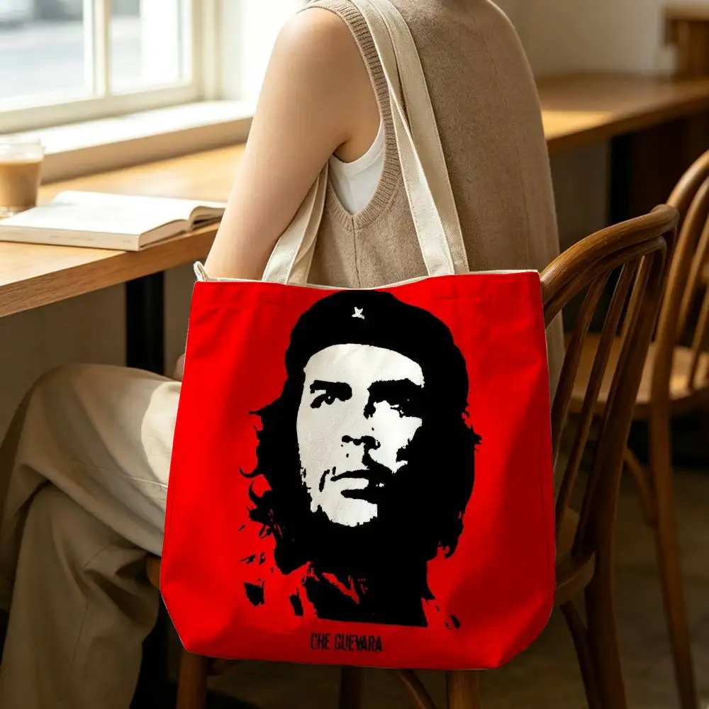 C-Che G-Guevara Freedom Tote Bag for Women Reusable Shopping Tote Bag Zippered Shoulder Bags Print