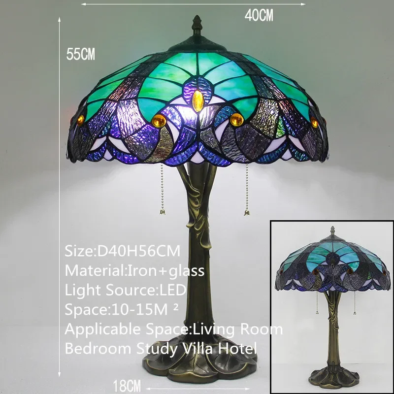 VIOLET Tiffany Table Lamp LED Luxury Creativity Living Room Study Bedroom Bedside Lamp Villa Hotel Color Glass Desk Light