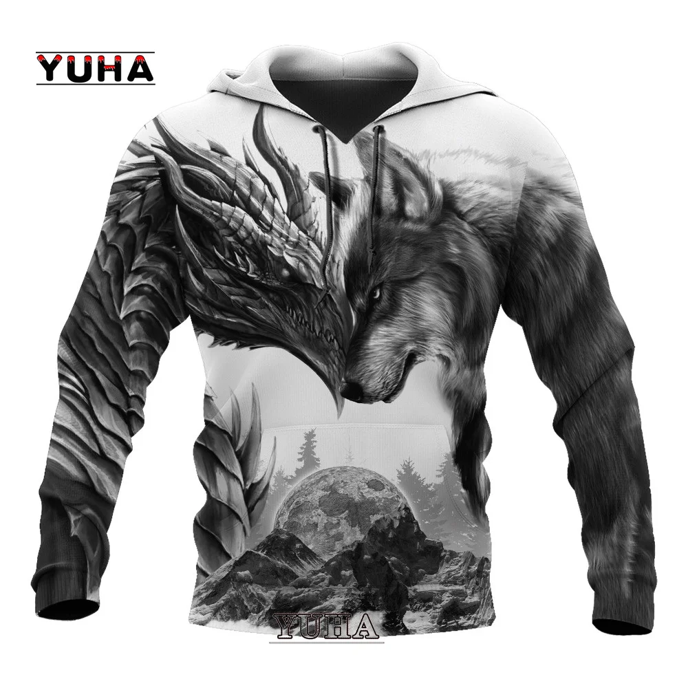 Fenrir Wolf Graphic 3D Fully Printed Unisex Luxury Hoodie Sweatshirt Street Pullover Casual Jacket Essentials Sportswear