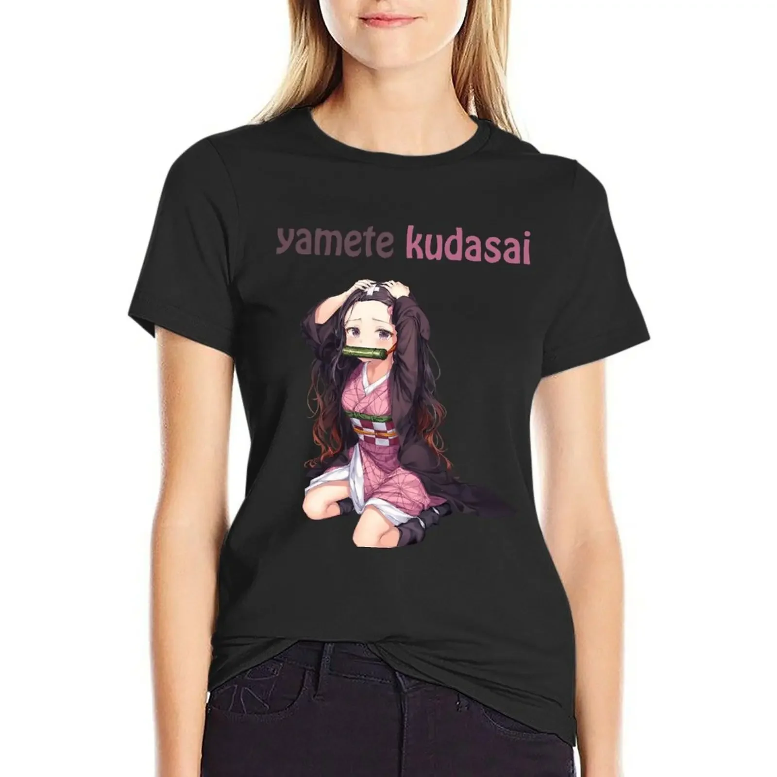 

yamete kudasai T-Shirt hippie clothes shirts graphic tees blacks oversized workout shirts for Women