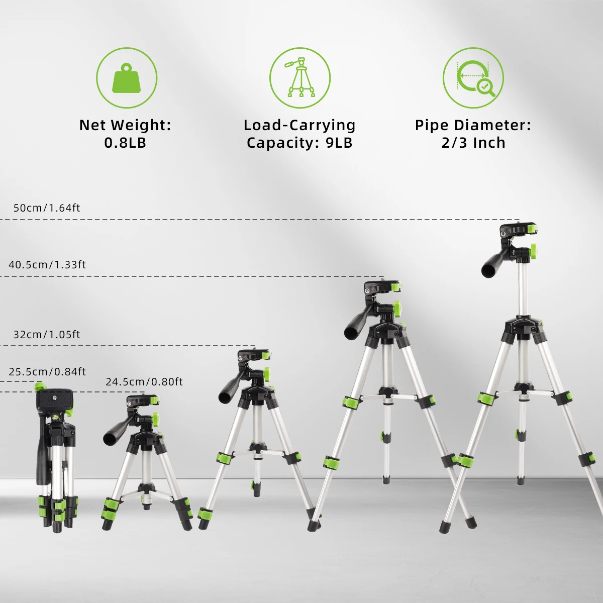 Huepar TPD05A  Adjustable Tripod for Laser Level Camera with 3-Way Flexible Pan Head Bubble Level 1/4\