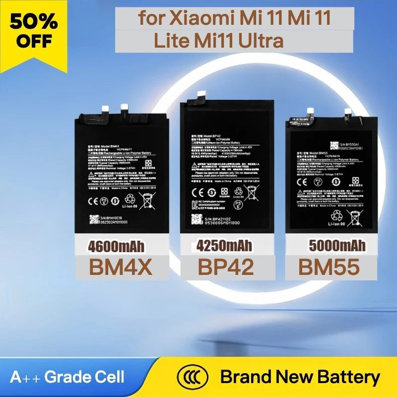 

2025 NEW BM4X BP42 BM55 Mobile Phone Battery for Xiaomi Mi 11 Mi 11 Lite Mi11 Ultra Replacement Batteries Rechargeable Bateria