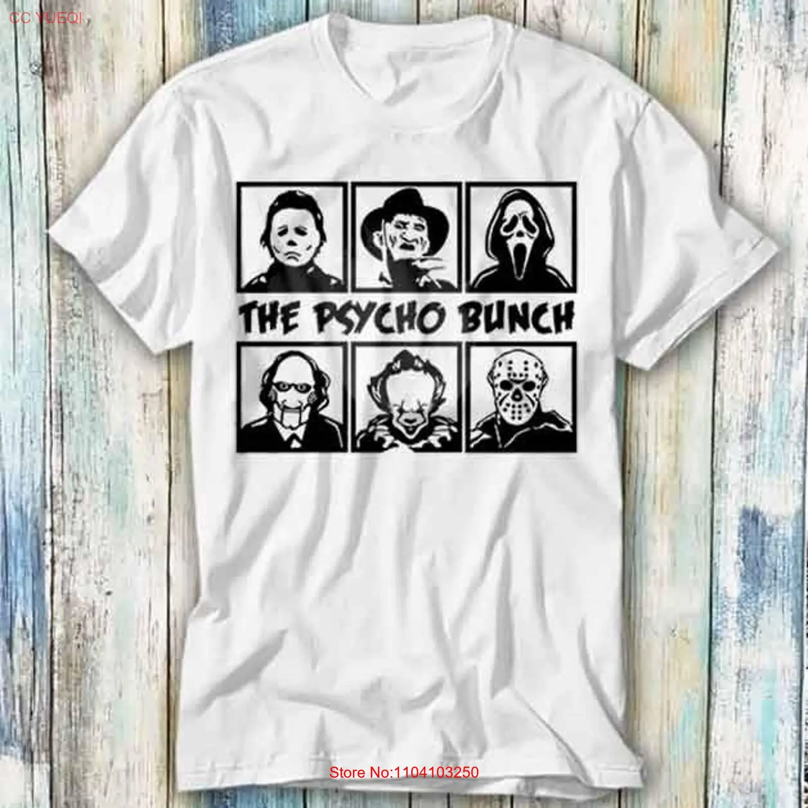 The Psycho Bunch Horror Team Halloween Squad T Shirt Vintage Retro Cool Gift Men