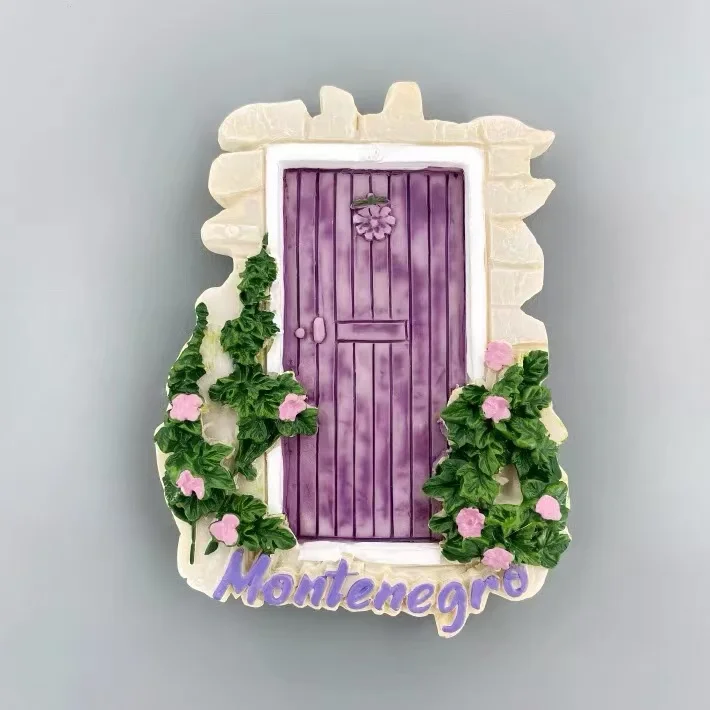 Montenegro Tourism Commemorative Creative Three Dimensional Purple Residential Wooden Door Decoration Magnet Refrigerator Sticke