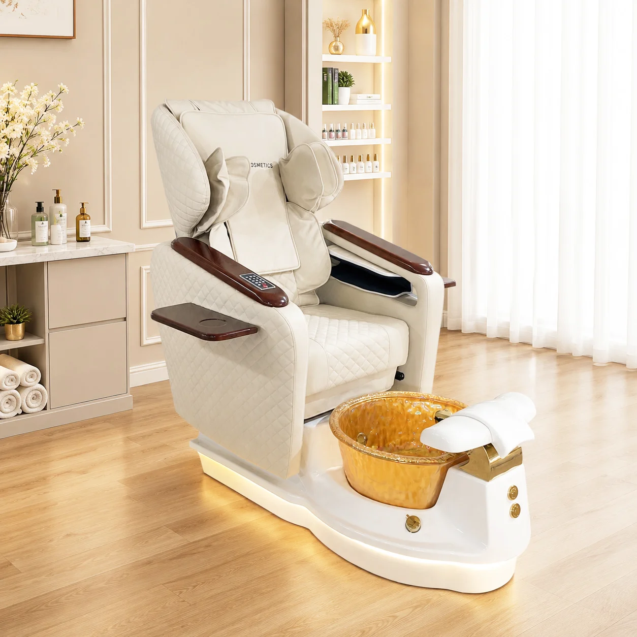 2026 New Luxury Massage Pedicure Spa Chair with Foot Tub, Foot Spa Chair with LED Light Base, Nail Salon Sofa Couch Equipment