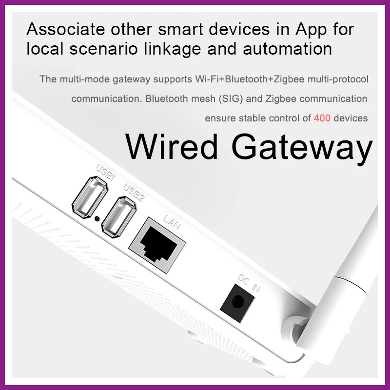 Tuya Zigbee Gateway Zigbee 3.0 허브 블루투스 게이트웨이 (네트워크 케이블 소켓 포함) 유선 연결, 스마트 라이프 컨트롤