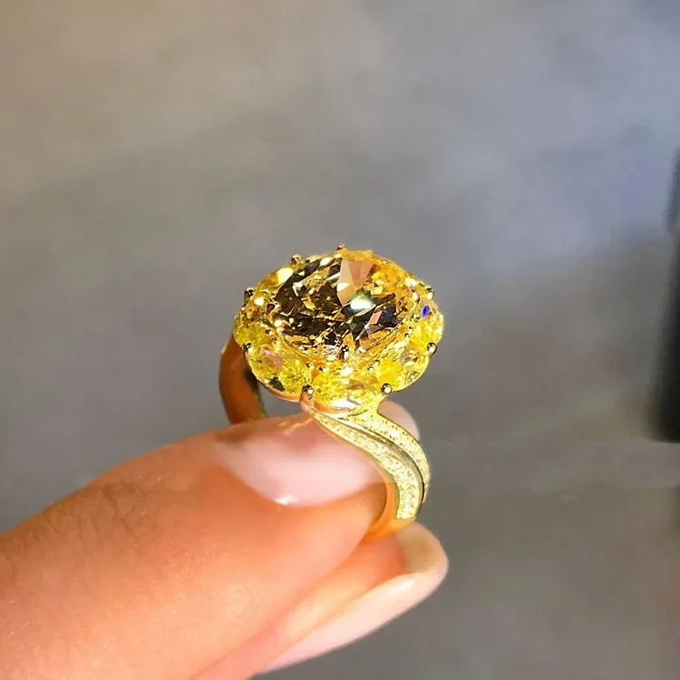 Anello da principessa Topazio giallo Trasparente Nobile Festa di fidanzamento Anello da donna Gioielleria raffinata Decorazione di gioielli squisiti Fidanzata