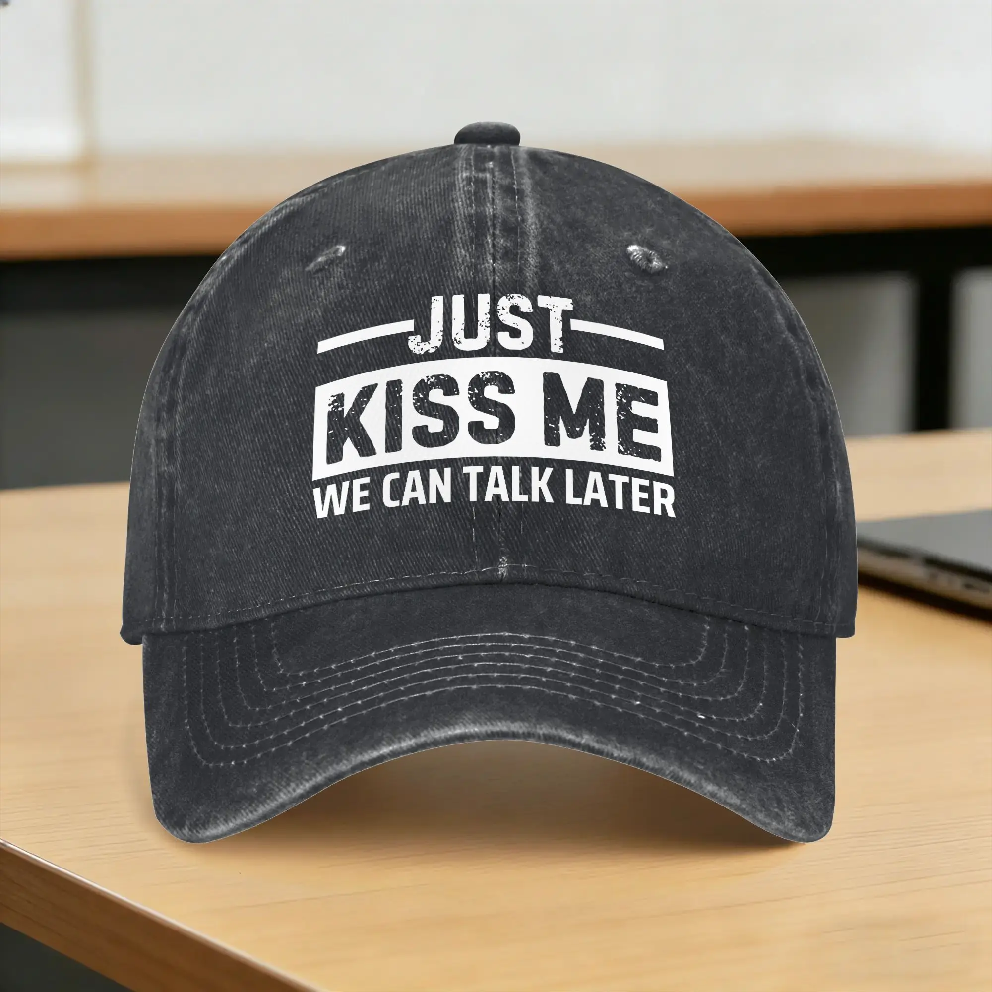 Just Kiss Me We Can Talk Later Casual Baseball Cap For Unisex Men Summer  Running Hippie Trucker Hat  Hot Sale Baseball Caps